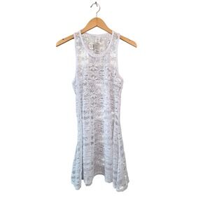 West Loop White Floral Lace Swim‎ Cover Up Dress Racerback Womens S/M New